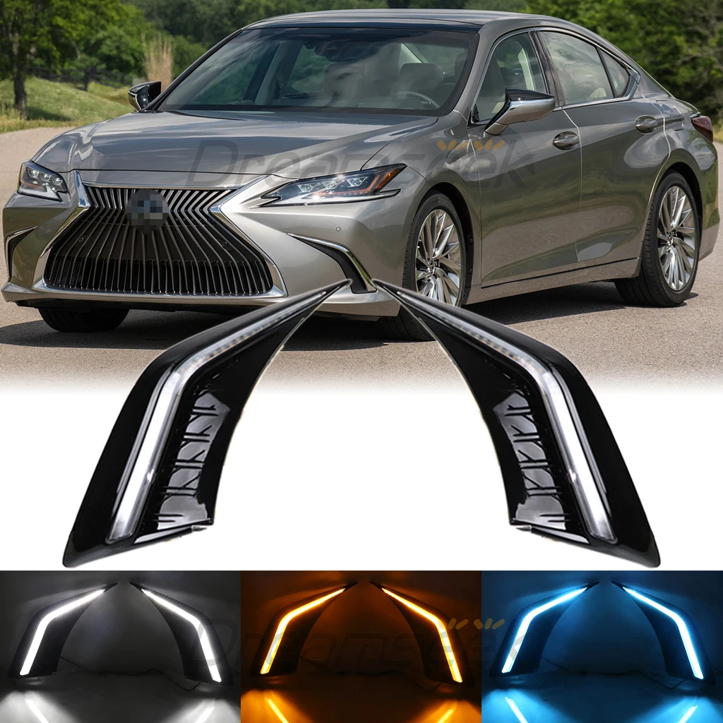 

LED DRL Daytime Running Light For Lexus ES350 ES300h XZ10 2019 2020 2021 2022 2023 Front Fog Lamp Cover W/ Dynamic Turn Signal