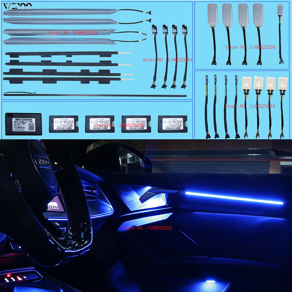 LED Interior Atmosphere Light For Audi A3 2021 Ambient Light Door Light Footwell Light Dashboard Door Panel LED Neon Light