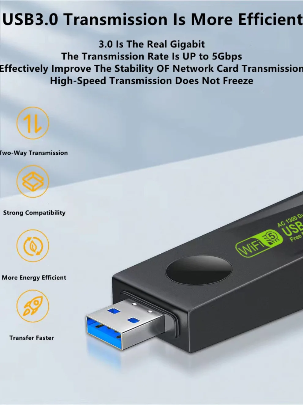 LccKaa 1300Mbps USB WiFi Adapter AC1300 Dual Band 2.4GHz 5GHz WiFi With Antenna 802.11b/n/g/ac Computer PC Network Card Receiver