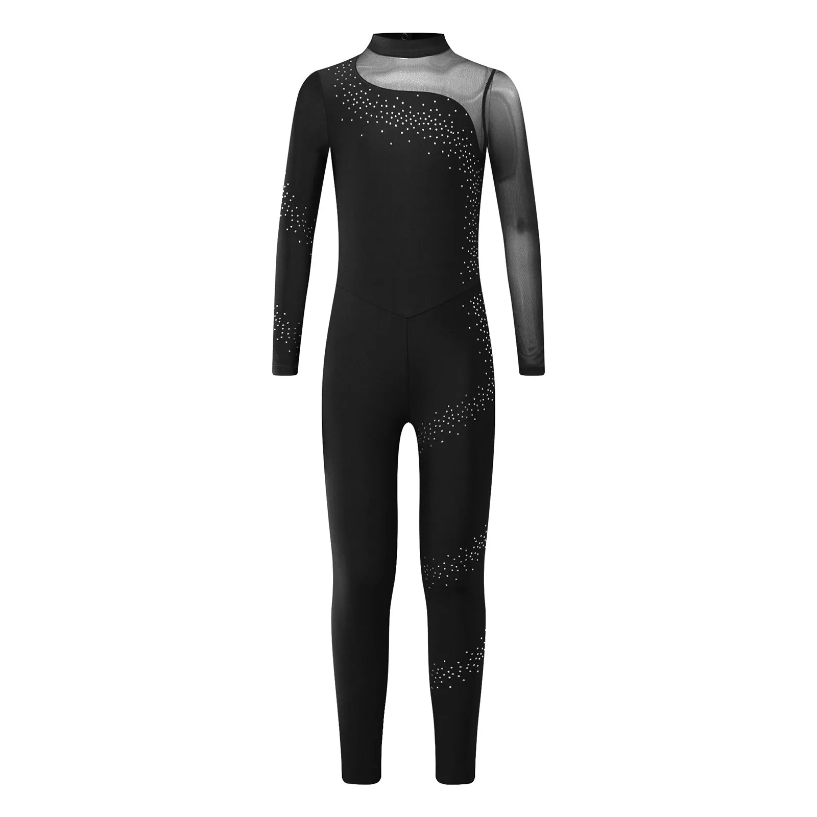 Kinderen Meisjes Ritmische Gymnastiek Artistiek Schaatsen Kostuum Full Body Ballet Unitard Jumpsuit Lange Mouw Nauwsluitende Body