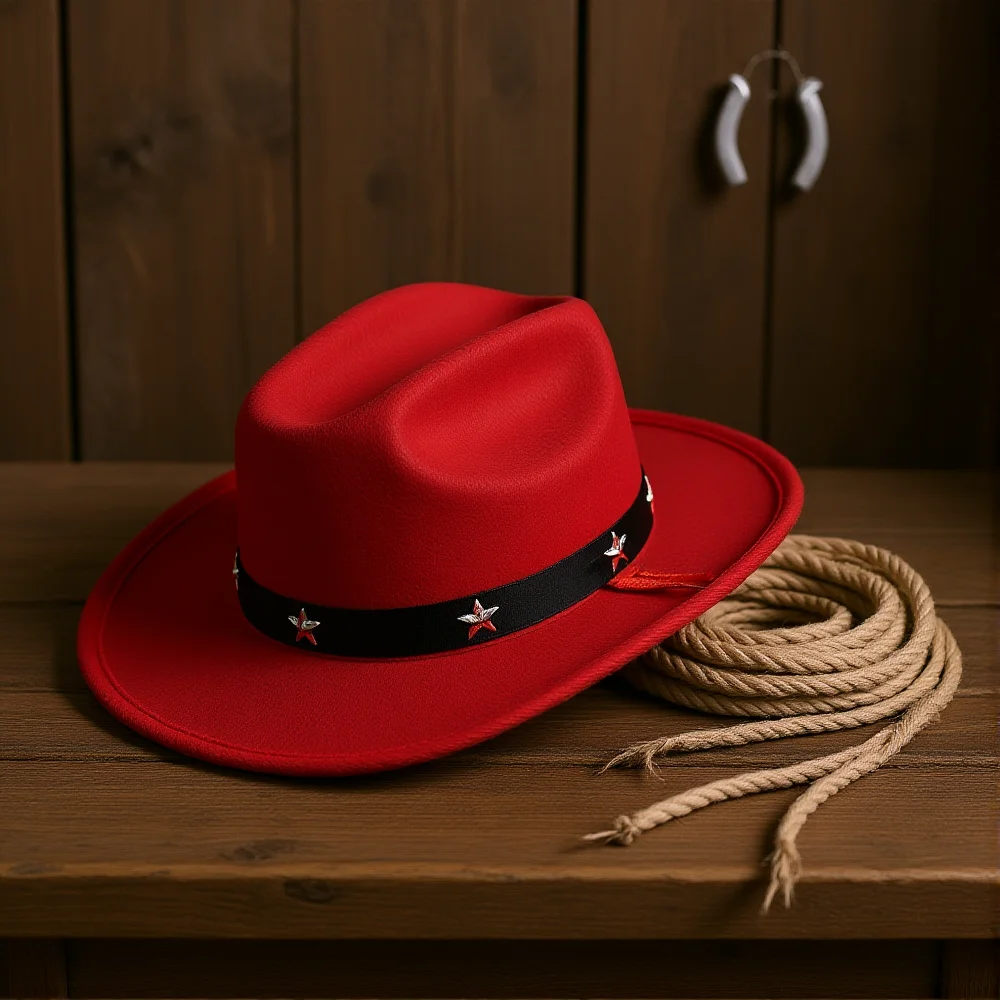 

Children's Adjustable Western Cowboy Hats Solid Color Hat Star Studded Belt Top Hat for Boys and Girls Carnival Party