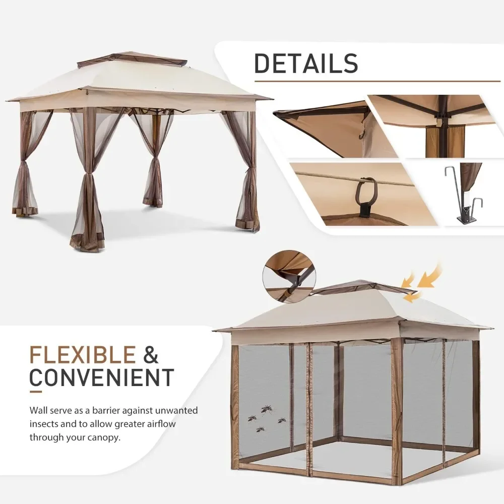 11x11 Pop-up Instant Gazebo Tent With Mosquito Account Outer Canopy Shelter With 121 Square Feet of Shade Garden Buildings Home