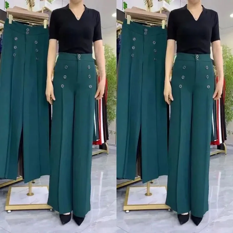 Summer New Skirt Pants Women Loose Versatile With Sense Drooping High-Grade Temperament Anti-Wrinkle Wide-Leg Comfortable Pants