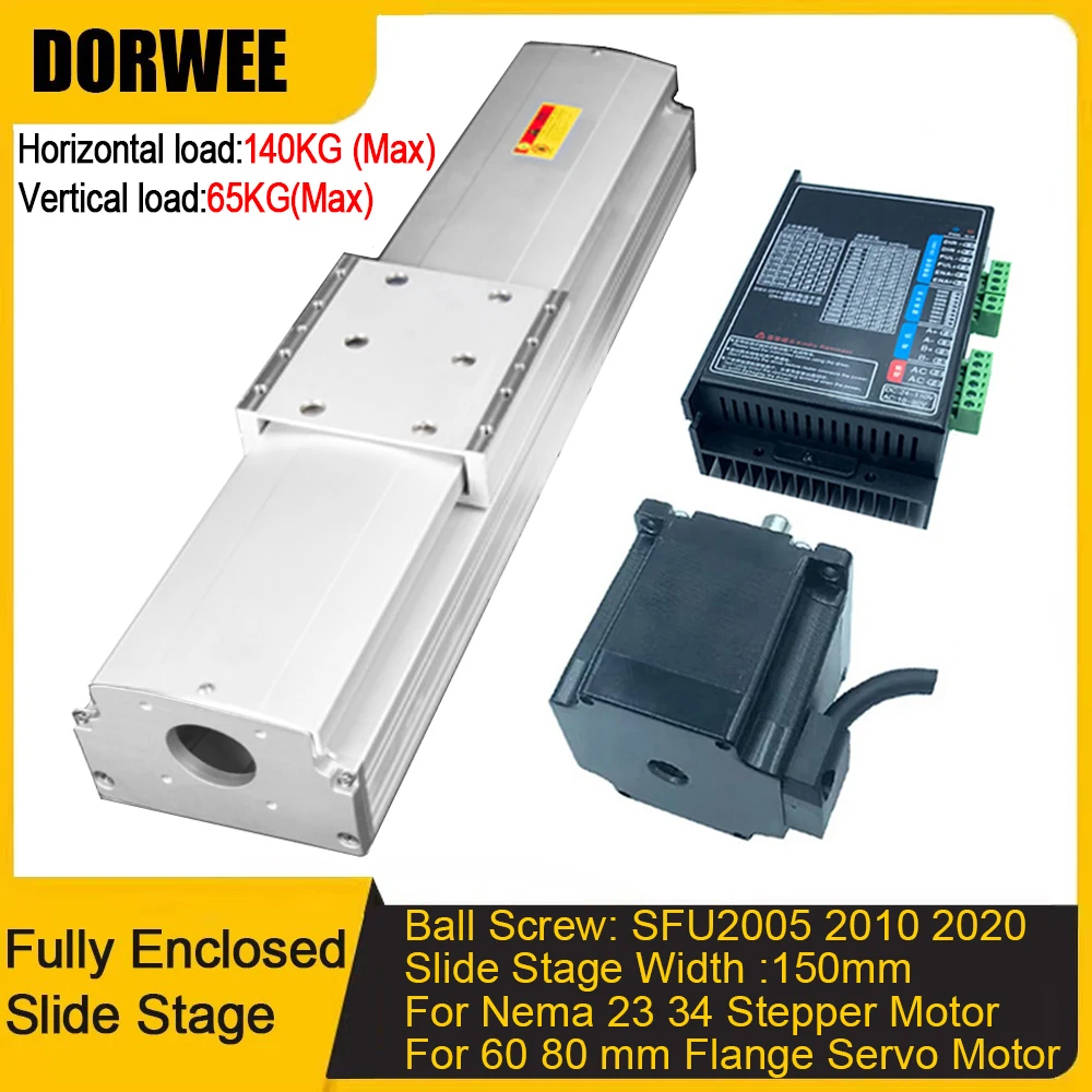 

150mm Wide Rail Stage Fully Enclosed Sliding Table 140kg Load Heavy Duty CNC Ball Screw Actuator SFU2005 2010 4*EGR20 XYZ Linear
