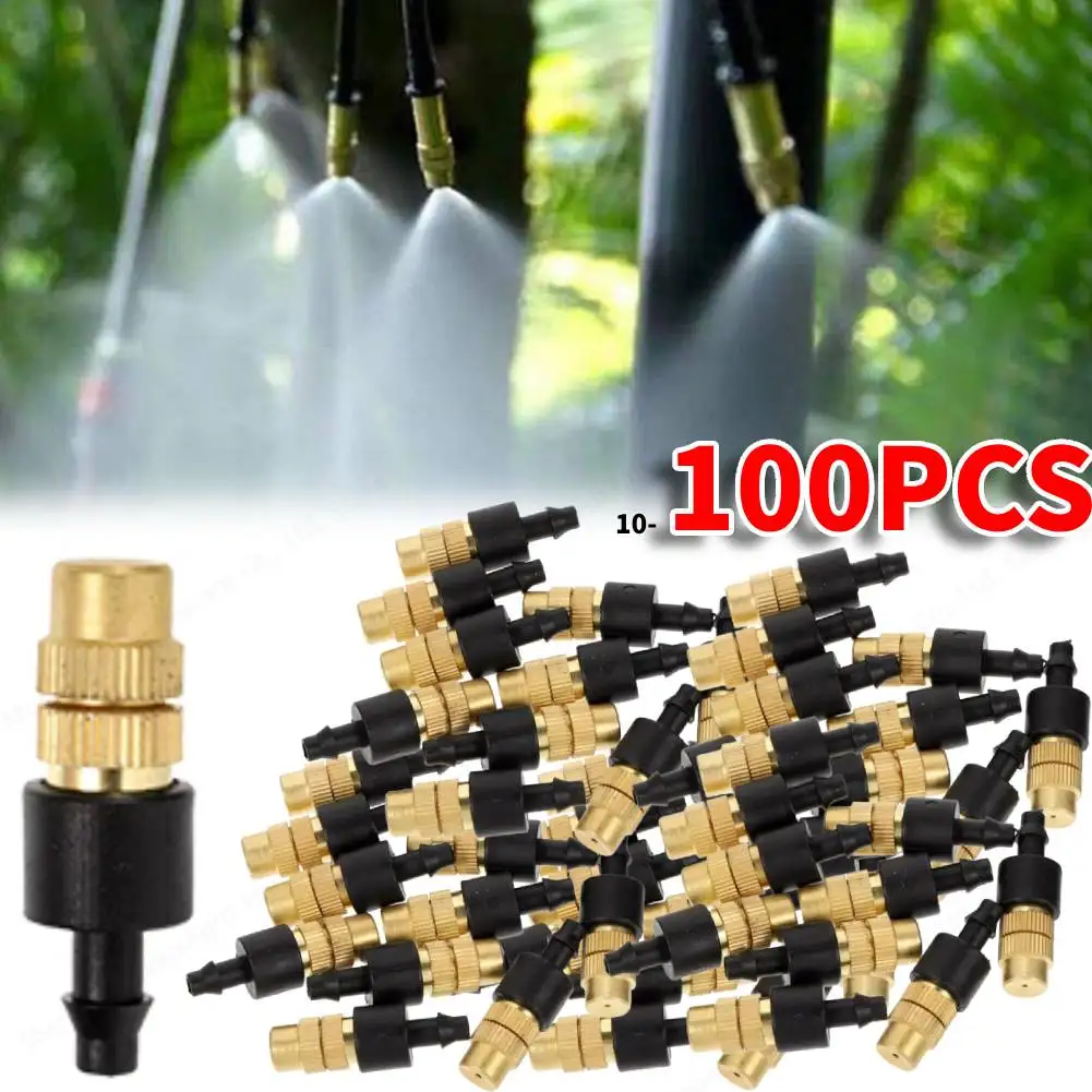 100-10PCS Outdoor Misting Cooling System Garden Irrigation Watering 4/7PVC Atomizer Nozzles Adjustable Garden Sprinklers Head