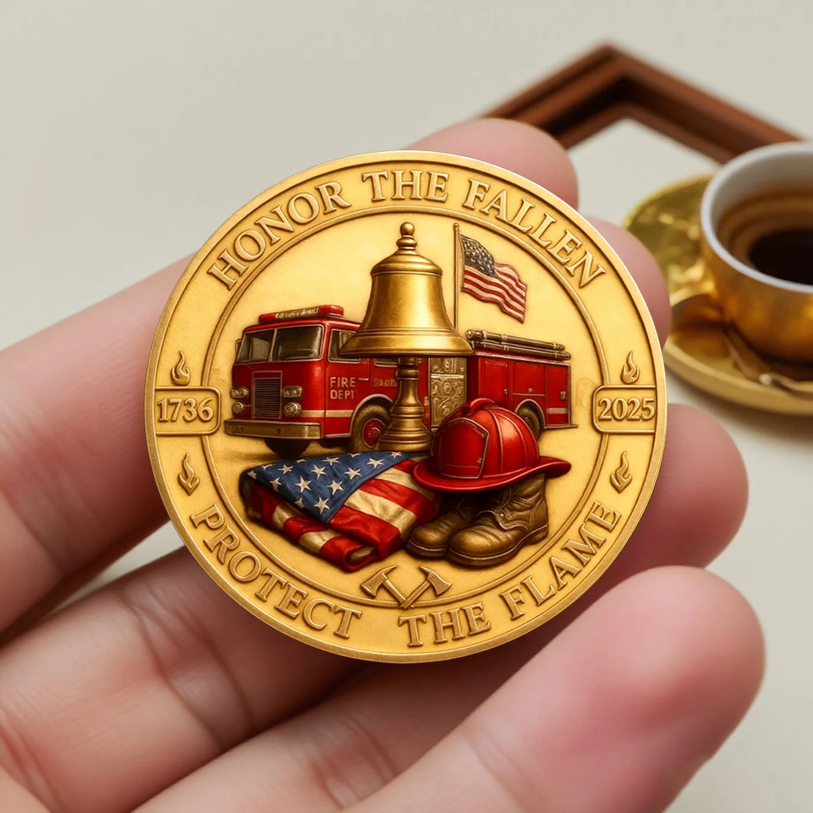 Honor The Fallen Printing Gold Plated Souvenir Coin We Trust United States Firefighter Collection Coin Home Decoration view 5