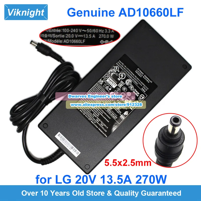 Original AD10660LF AC Adapter 20V 13.5A 270W Charger for LG ULTRAGEAR OLED GAMING MONITOR 45GS96 45GS95QE 39GS96 5.5*2.5mm