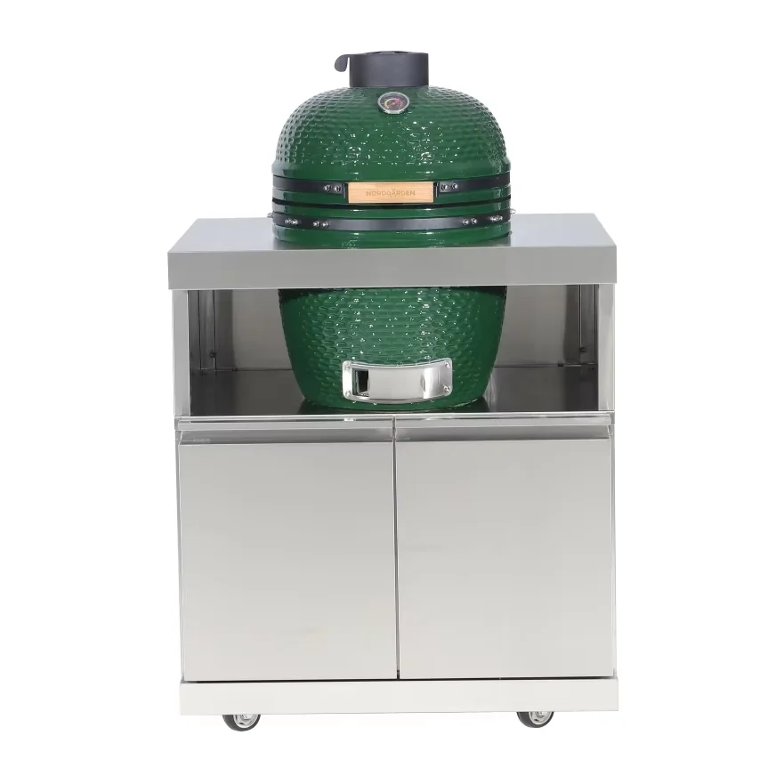Courtyard 18-Inch Ceramic Kamado Grill with Cabinet Stainless Steel 304 BBQ Egg Green Charcoal Green Egg Grill