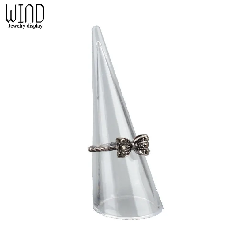 Portable Acrylic Finger Cone Model Ring Storage And Carrying Stand Rack Holder Counter Top Mini Jewelry Display Show Case Shelf