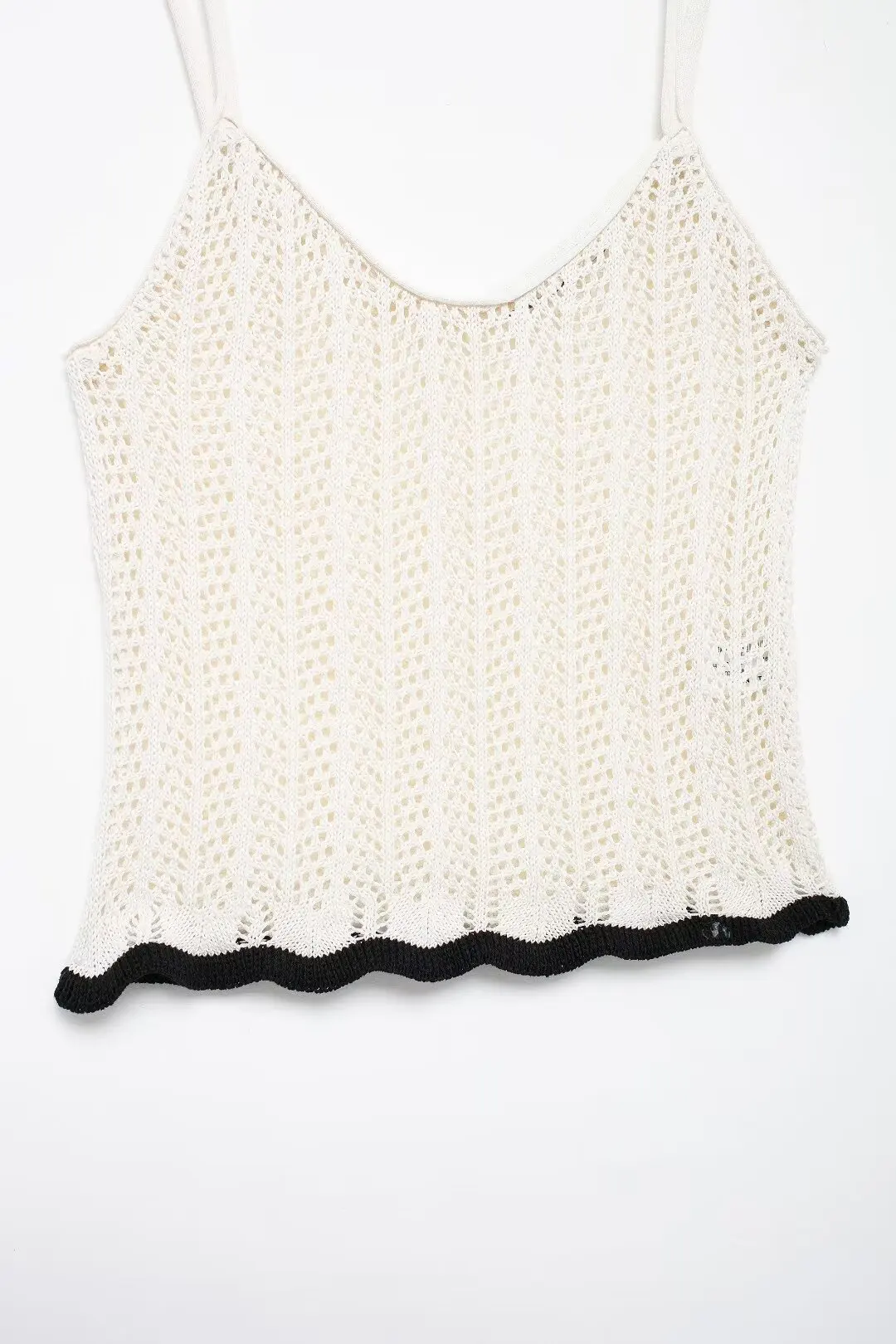 Tangada 2024 Summer Women Beige Crochet Knitted Tank Strap Female Sleeveless Camis Top BE0134