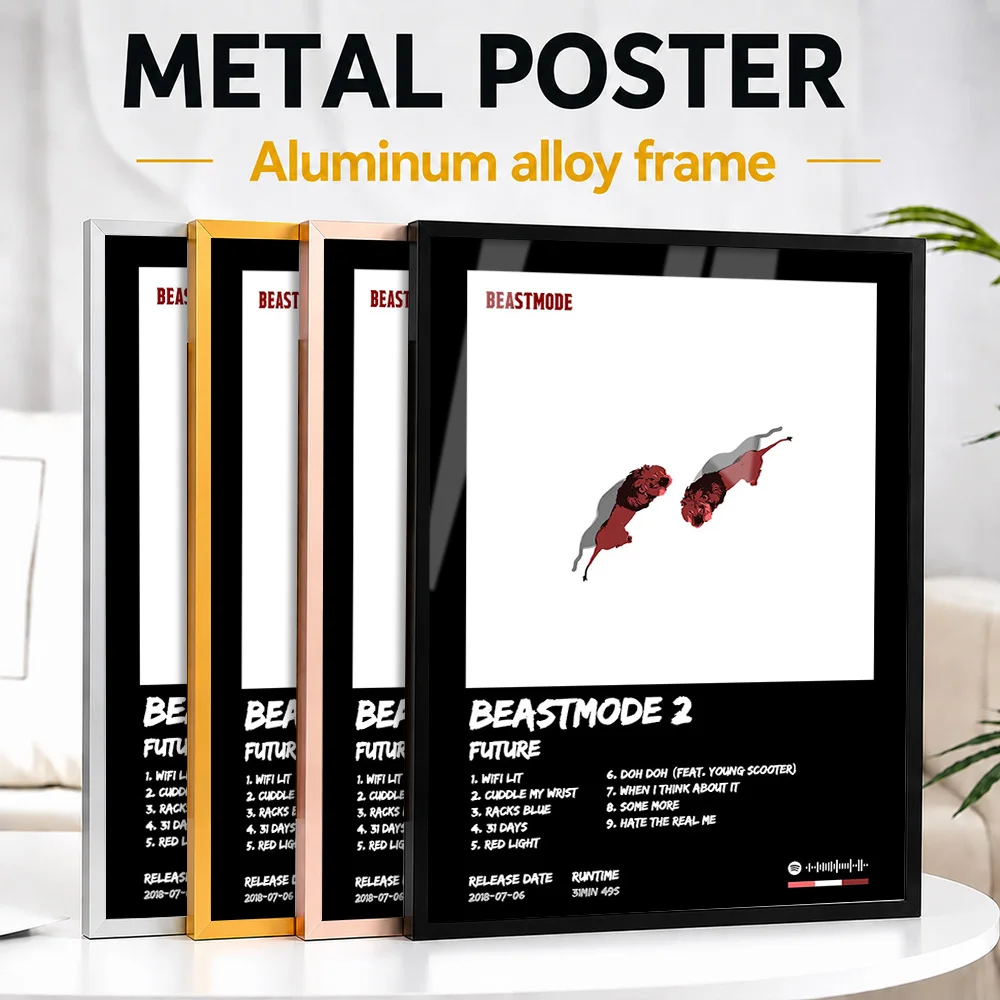 Future Beastmode 2 Album Framed Metal Print Personalized Graphic Design Wall Art For Recording Studio, Record Collector Gift
