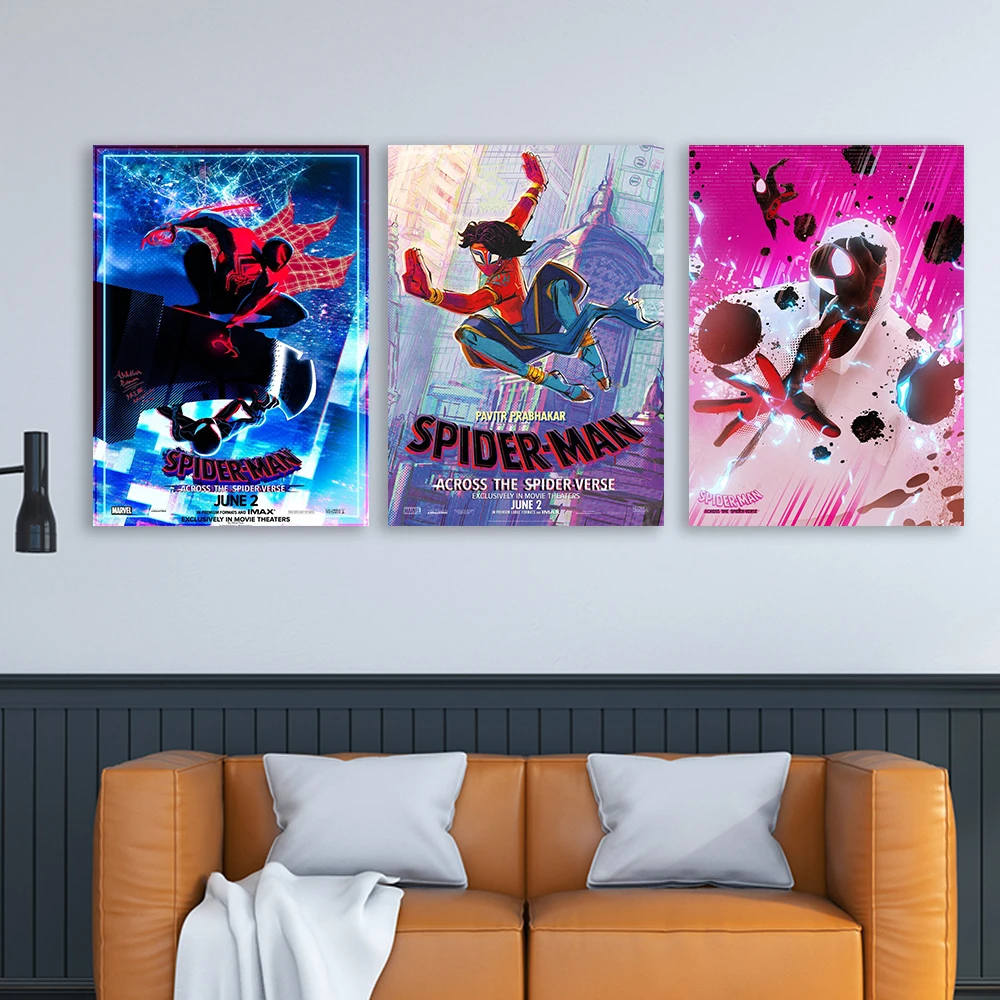 Spiderman Across the Spider-Verse Canvas Poster Wall Art Decor New Disney Movie Superhero Canvas Painting Print Coffee Bar Art