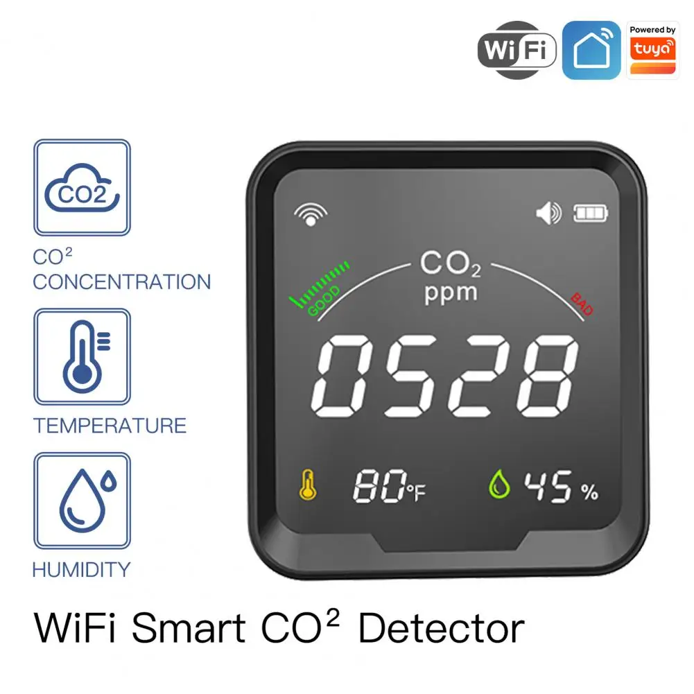 1 Set Practical Large Screen APP Control Wi-Fi Full-Color Display Screen 3-in-1 Carbon Dioxide Monitor for Household