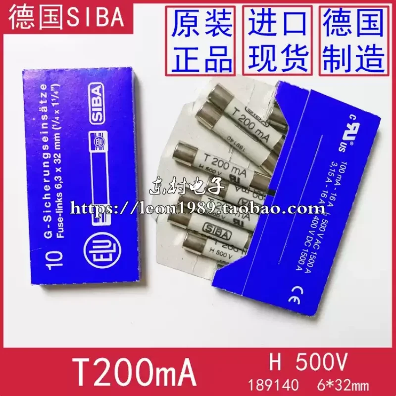 1-10 pcs imported SIBA fuses 189140 6.3 * 32mm T200mA T 200mA H-500V fuses