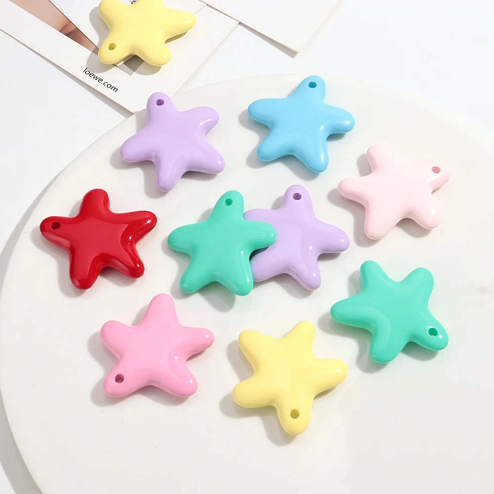 3pcs 5x5cm Large Starfish Acrylic Pendant Beads for DIY Jewelry Making Keychains Necklaces Bracelets Handmade Craft