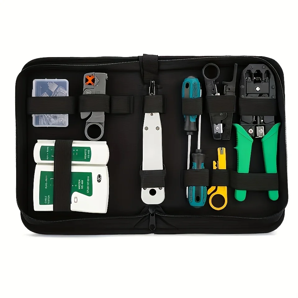 

1Pc Network Tool Kit, Portable Ethernet Cable Crimper Kit with 8P8C 6P6C Connector, RJ45 RJ11 Crimper Tool, Cat5 Cat5e Cat6Cable