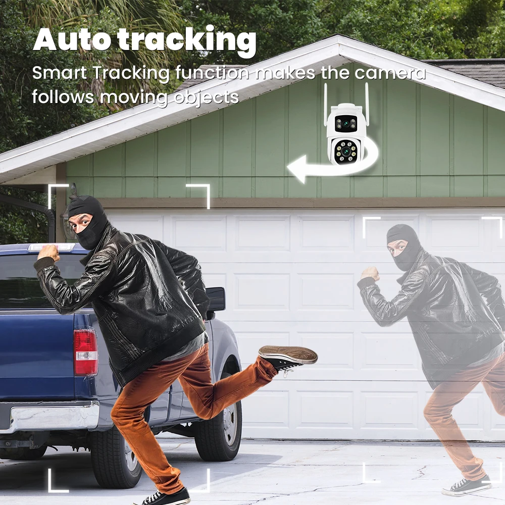 كاميرا مراقبة منزلية لاسلكية ثنائية العينين ، شاشة مزدوجة ، جهاز تحكم عن بعد ، هاتف