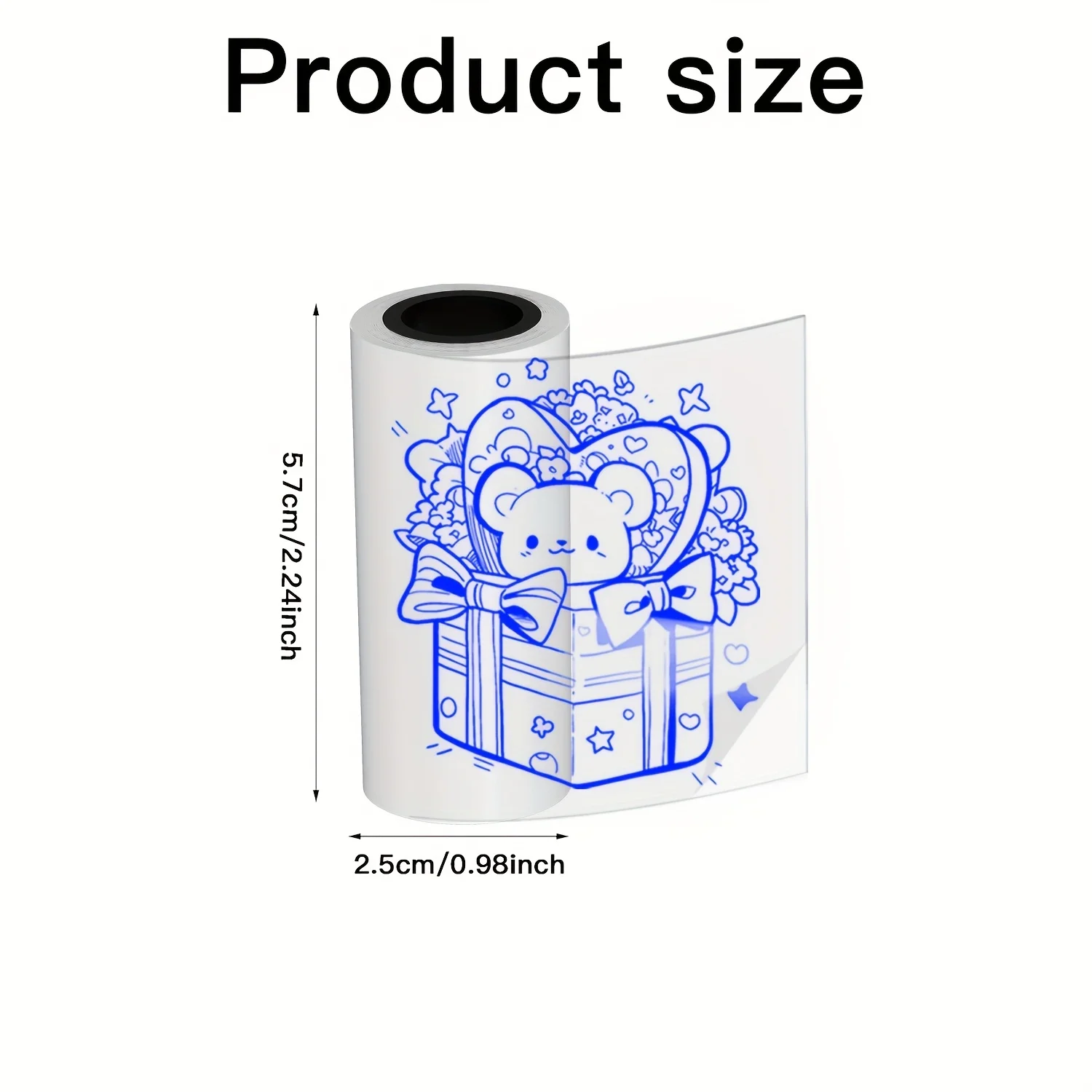 Colored Transparent Thermal Label Paper Roll Self Adhesive 57mm Compatible for Mini Portable Printer Kitchen Office Tag