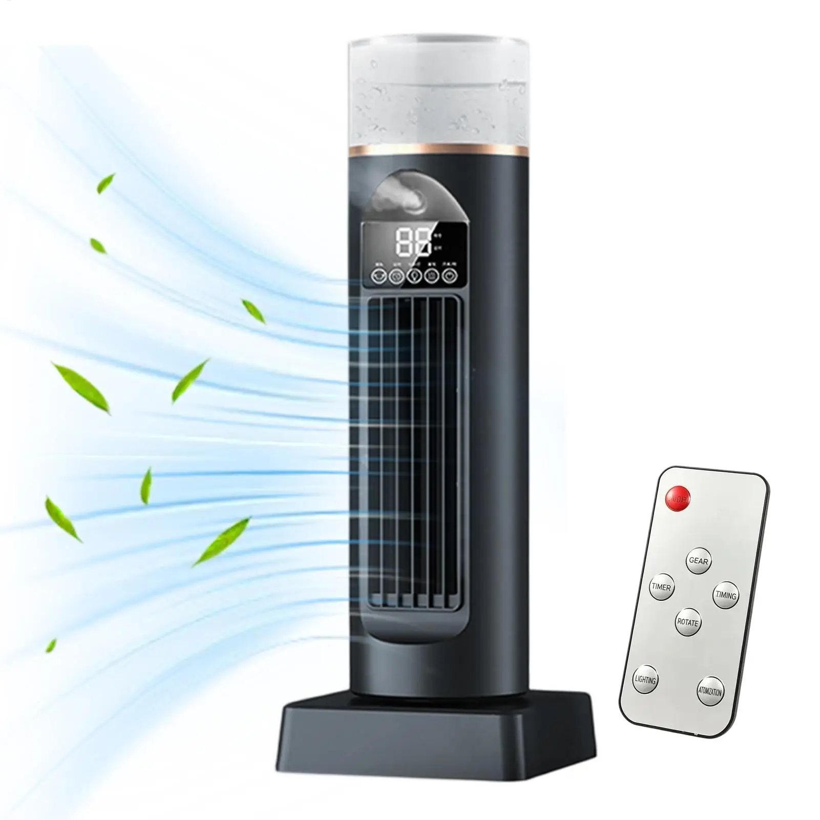 6-Speed Bladeless Silent Summer Blower Tower Fan With Water Tank 110 Degree Oscillating Fan For Bedroom For Dorm Kitchen Office