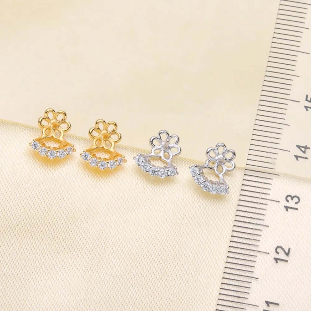 

6 шт., аксессуары для жемчуга своими руками, серьги-гвоздики из серебра 925 пробы, пустой держатель, модный держатель для сережек с жемчугом для женщин, с круглой бусиной 8-9 мм