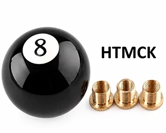 HTMCK Universal Round Shifter Knob Head Black 8 Ball Racing Acrylic Gear Shift Knob