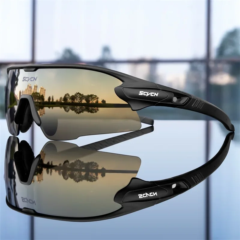 SCVCN Mountain Bicycle Glasses Sport Men Sunglasses Cycling Goggles Outdoor MTB Road Running Sunglasses UV400 Protection Eyewear
