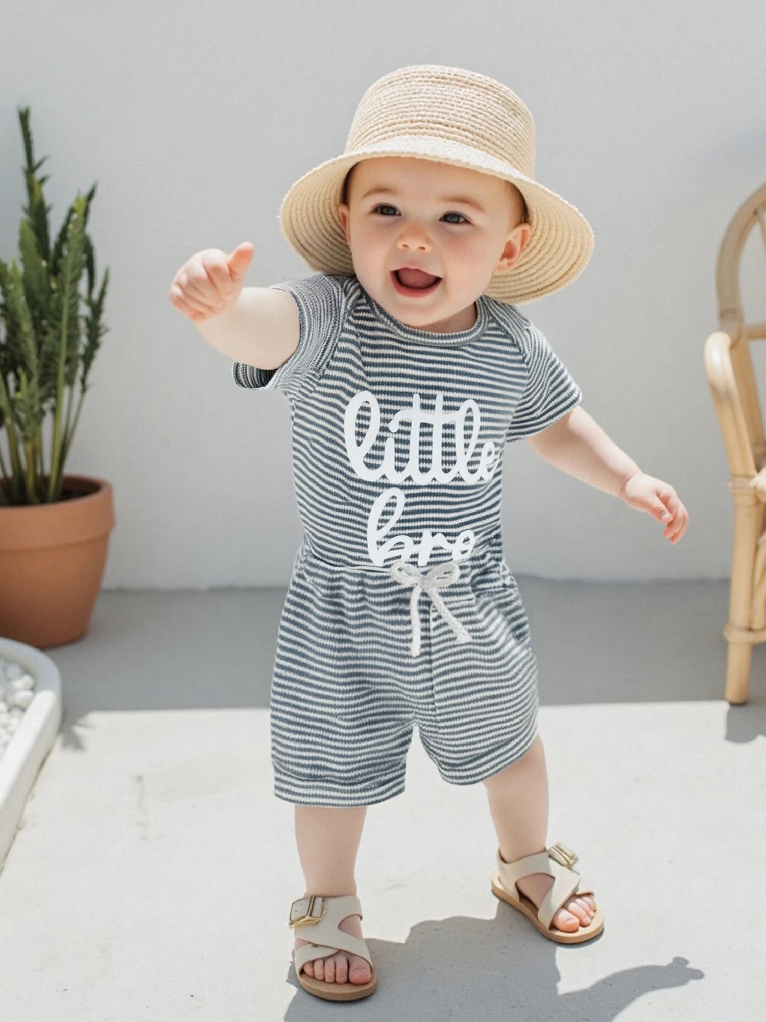 

Toddler Boys Casual Outfit Adventure Awaits Graphic Tee and Denim Shorts Set with Elastic Waistband for Summer