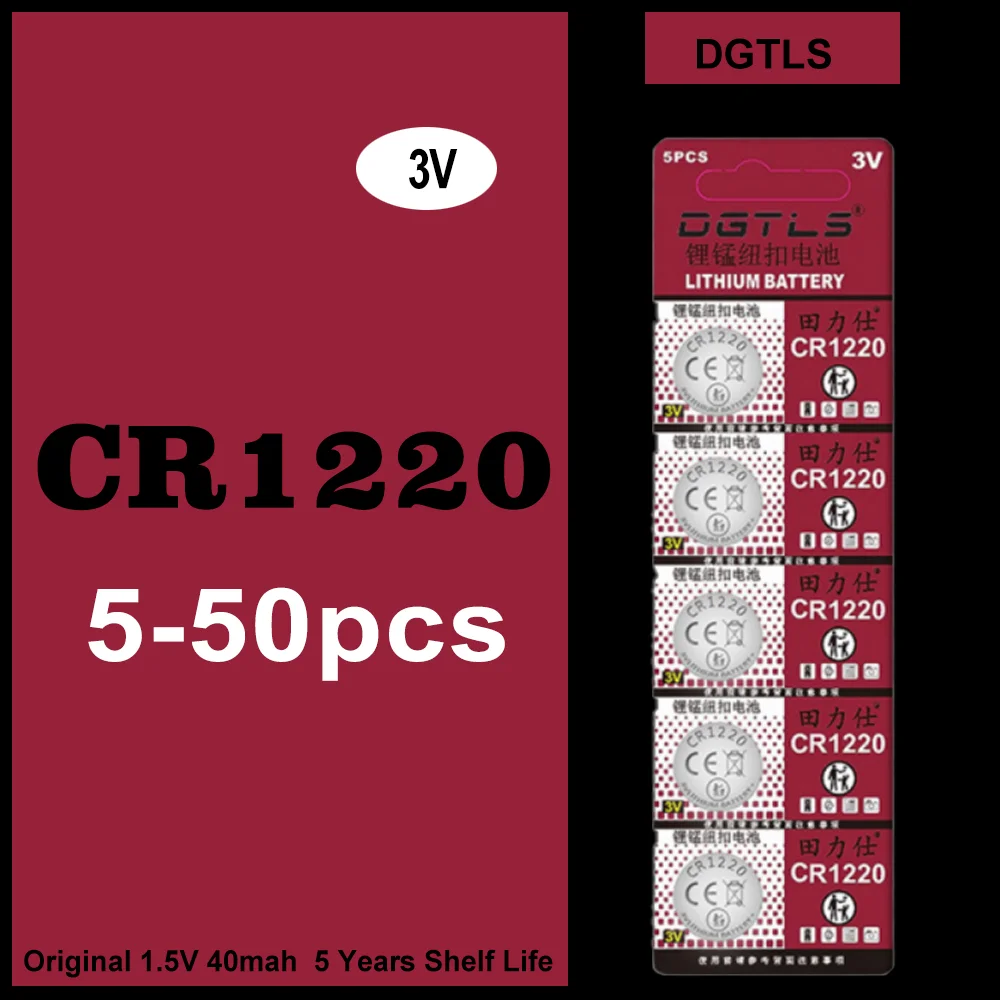 CR1220 3V 40mAh Reliable Lithium Coin Cell Battery 5-50PCS LM1220 BR1220 for Remote Control Car Key Calculator