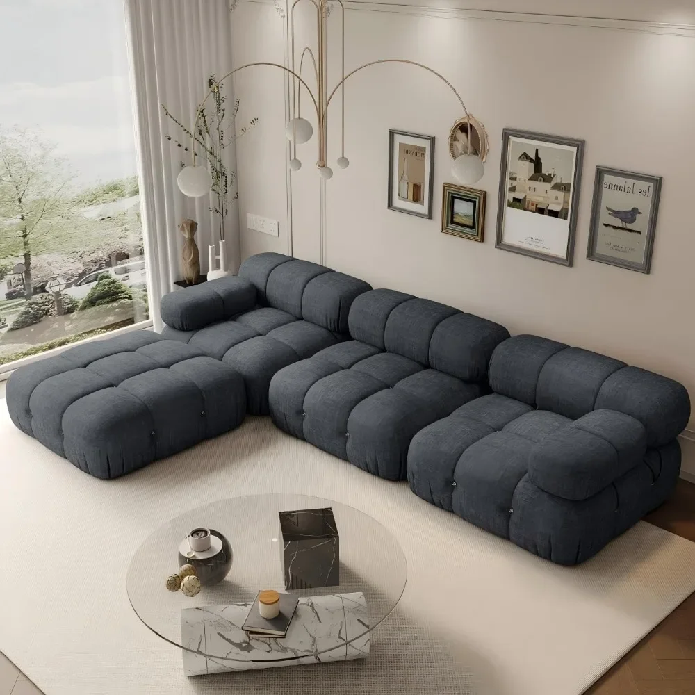 Modular Compression Sectional Sofa Couches for Living Room, L Shaped Cloud Couch with Corner Sectional, Comfy 4 Seater Sofa