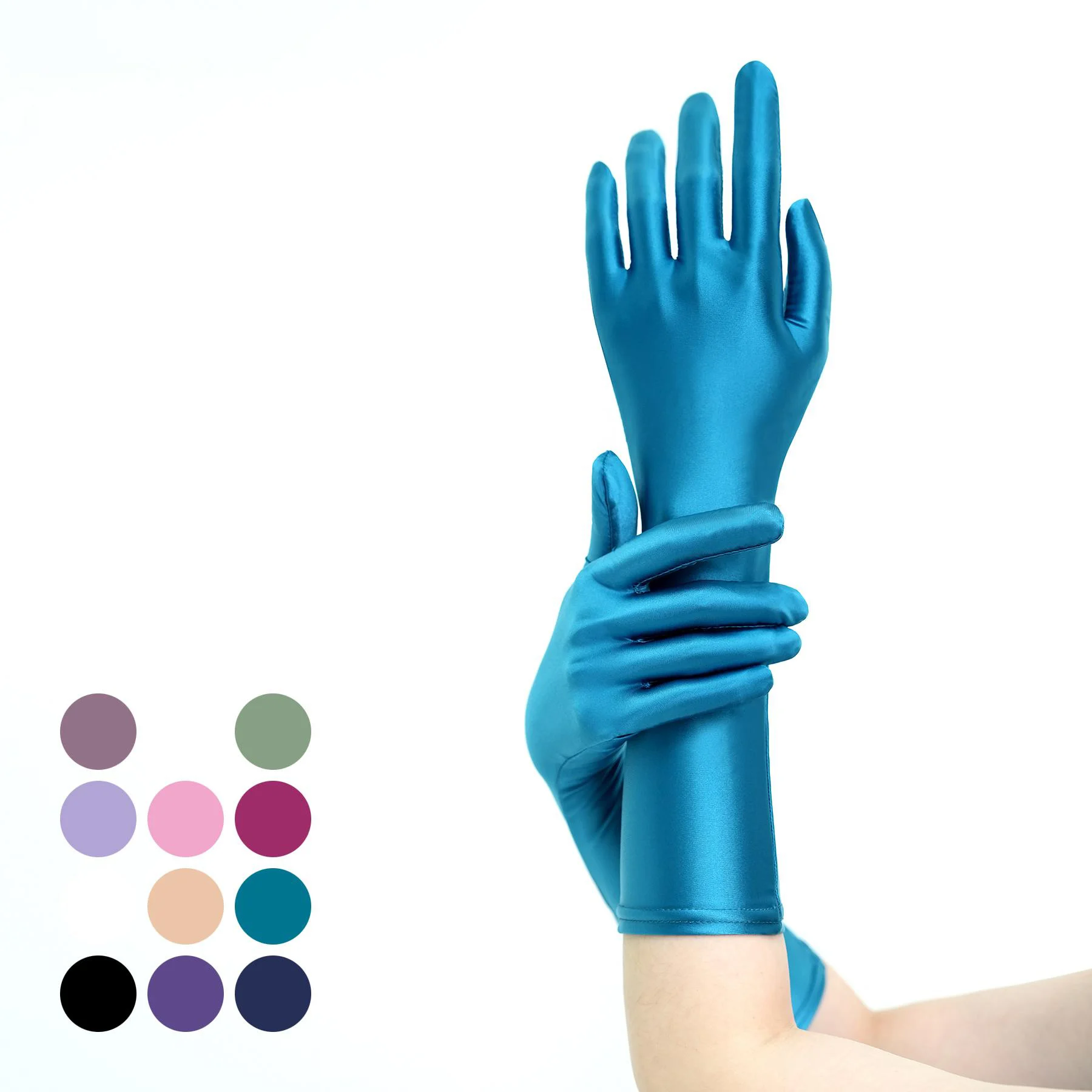 

Elastic gloss silky Jewelry store glove Etiquette Premium Air show wedding dinner dress in the long polyamide oiled gloves