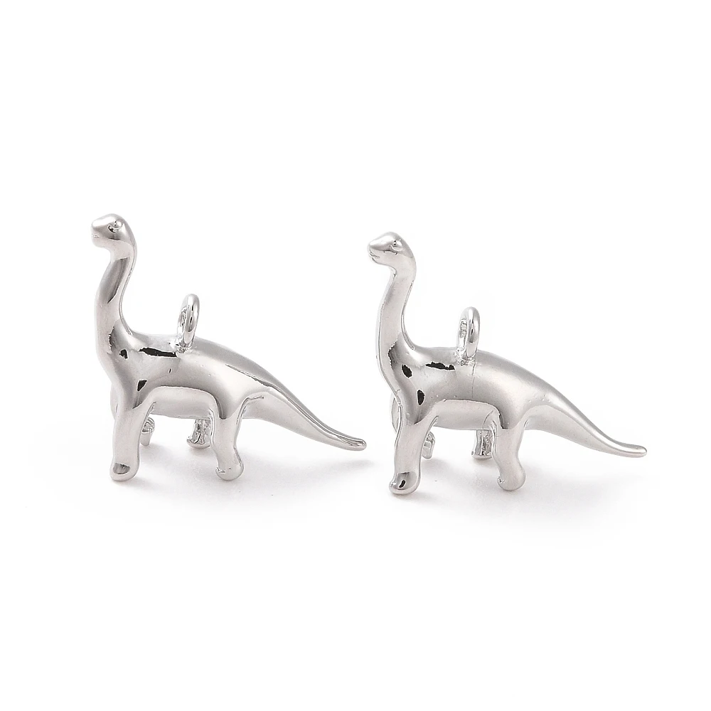 5 Pcs Ion Plating(IP) Brass Pendants Dinosaur Pendants Jewel Real Platinum Plated Jewelry Findings for Women DIY Necklace