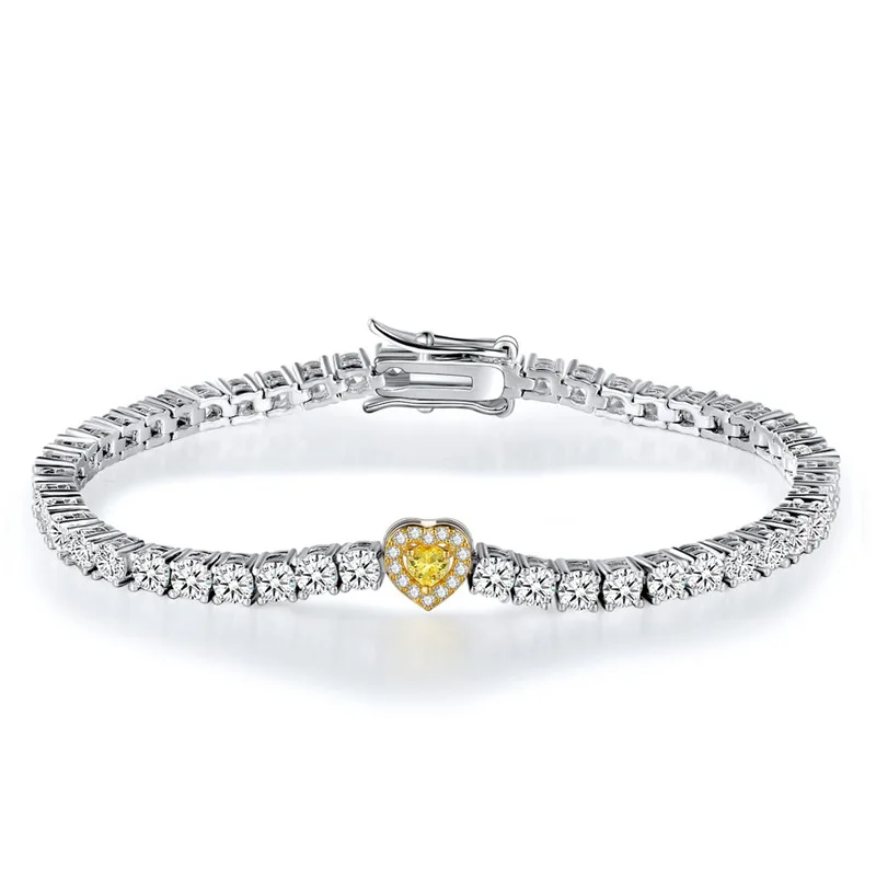 Fashionable & Timeless Heart Decor Bracelet For Women High Carbon Lab Diamond PT950 Platinum, never out of style