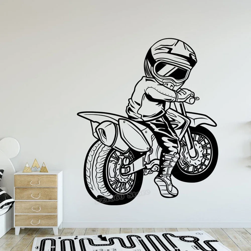 Motorcycle Wall Decal Racing Bike Motocross Wall Sticker Motorcross Jumping Decal Bike Wall Art Room Decoration Design B713