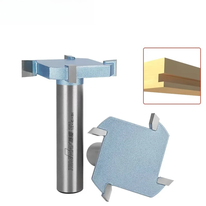 1/2" Shank T Slot Router Bit 4 Teeth Tungsten Carbide Alloy Steel Woodworking Milling Cutter for Hard Wood MDF CNC Tool