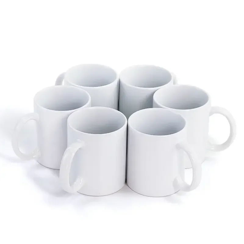 11Oz Sublimation Blank Ceramic Mugs 2/4/12pcs White Porcelain Plain Coffee Milk Mug Heat Transfer Cup for DIY Logo Family Gift