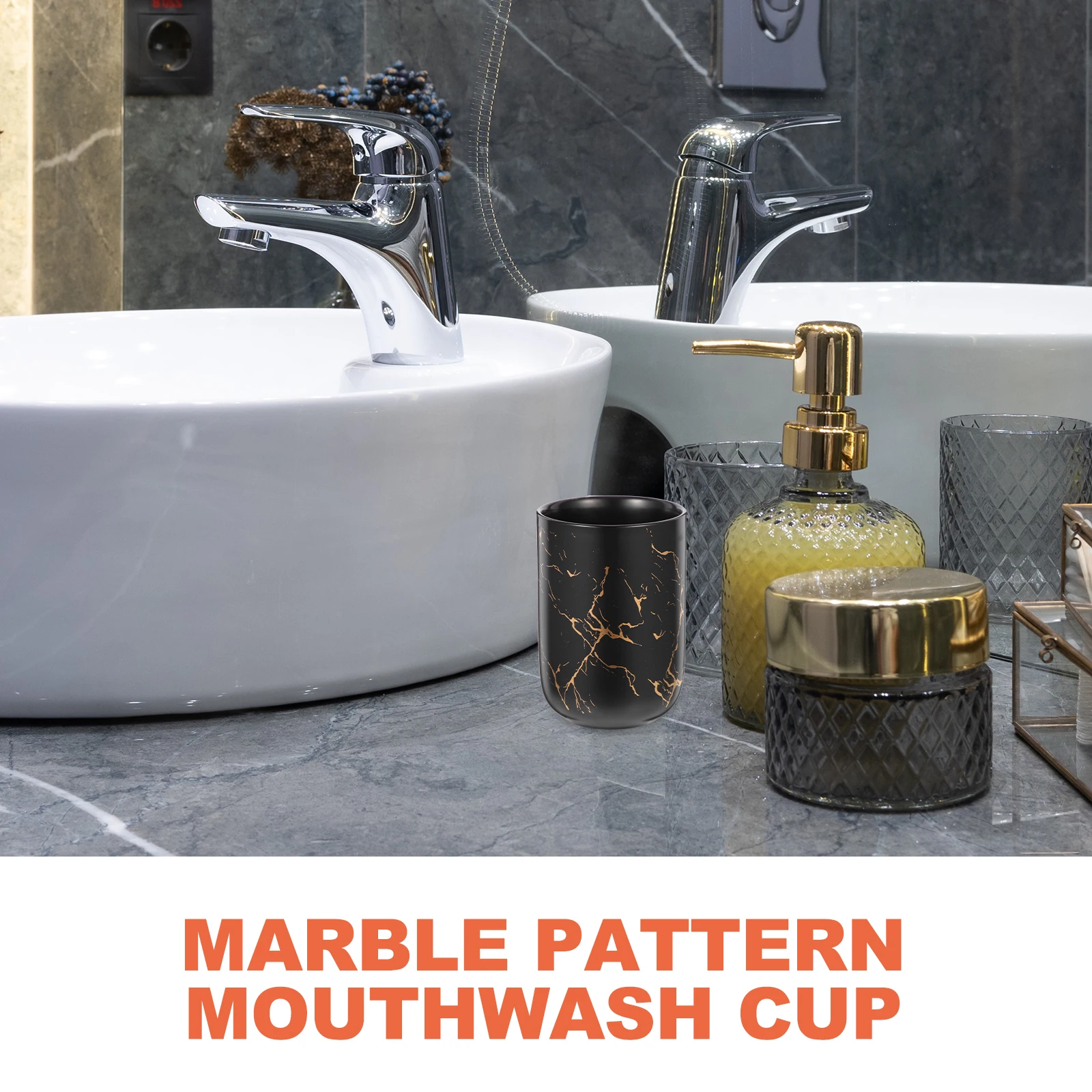 

Multipurpose Ceramic Marble Pattern Mouthwash Cup Practical Toothbrush Mug Bathroom Storage Home Hotel Gift