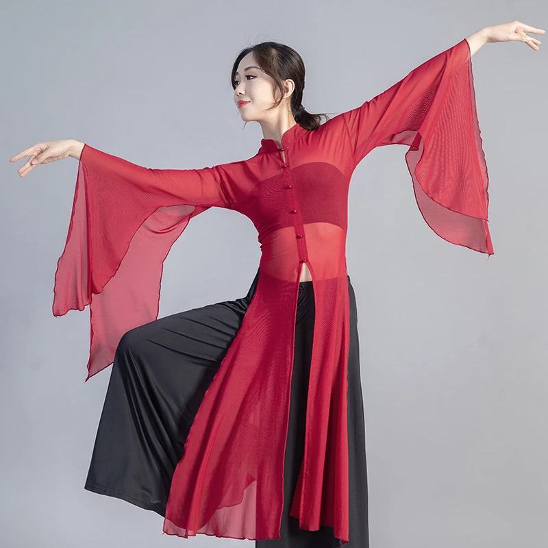 Top a maniche larghe da danza classica Stile cinese Tradizionale ed elegante Pratica Hanfu Camicetta Costume da danza moderna da fata femminile