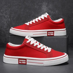 Hot Sale Fashion Red Canvas Shoes Men Classic Low-top Men's Canvas Sneakers Harajuku Hip Hop Skateboard Shoes Men Casual Sneaker