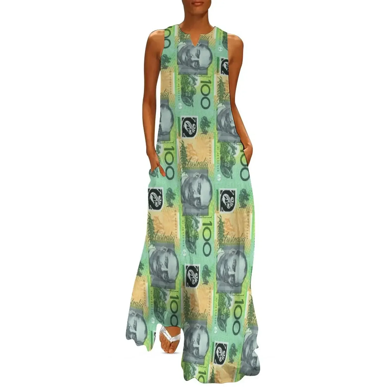 

Hundred Dollar Note Long Dress Summer women's clothing Evening dresses Woman clothes womens clothing Dress