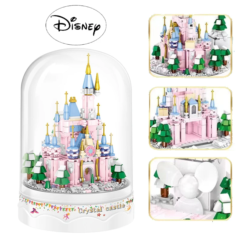 New Disney Small Particles Snow Crystal Castle Music Box Girls Building Toys Building Blocks Holiday Gift