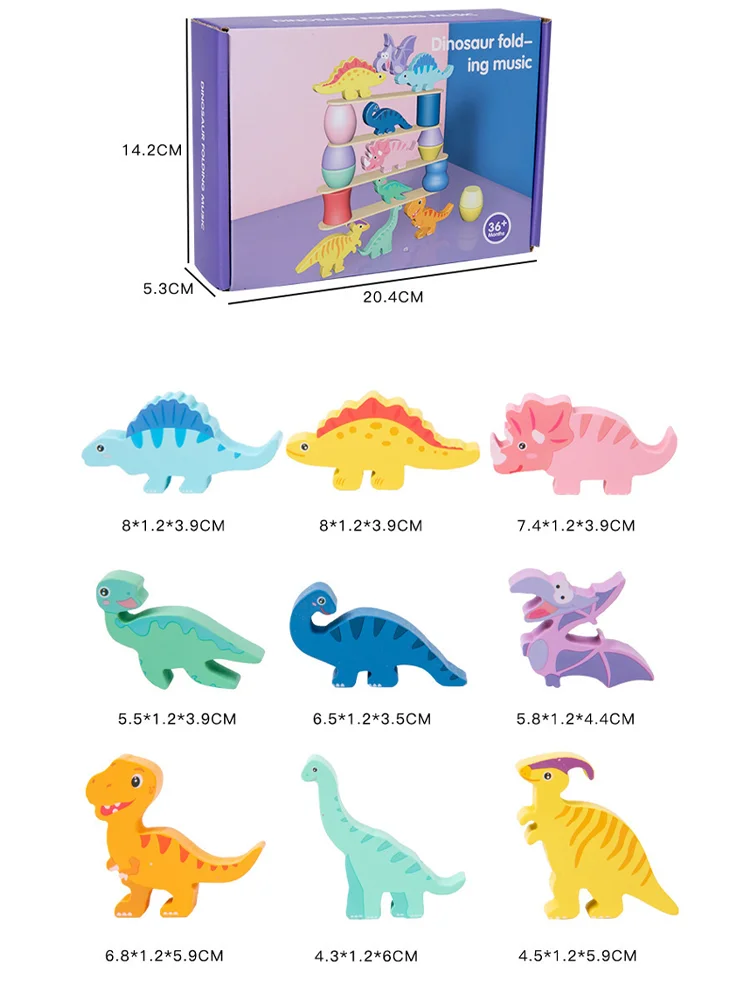 

Children Wooden Dinosaur Building Blocks Montessori Educational Animal Balance Blocks Interactive Table Game for Kids Hand Skill