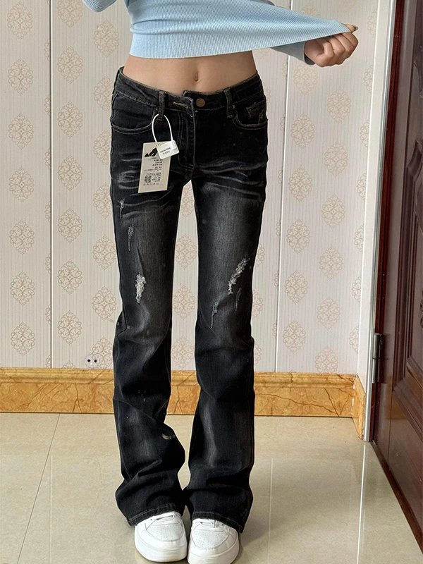 

Extended Length Flared Jeans Women's High Waist Low Rise Bootcut Denim Pants Slimming Trendy Casual Spring Summer Deep Color