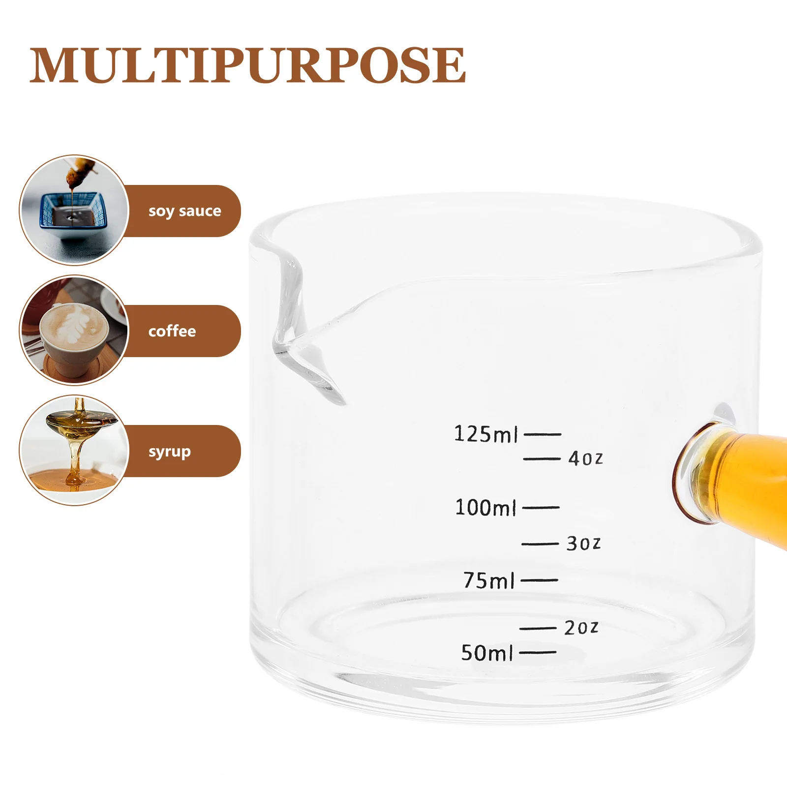 

Clear Glass Espresso Milk Pitcher Measuring Cup Multi-Function Coffee Creamer Sauce Syrup Dispenser for Kitchen Bar Home