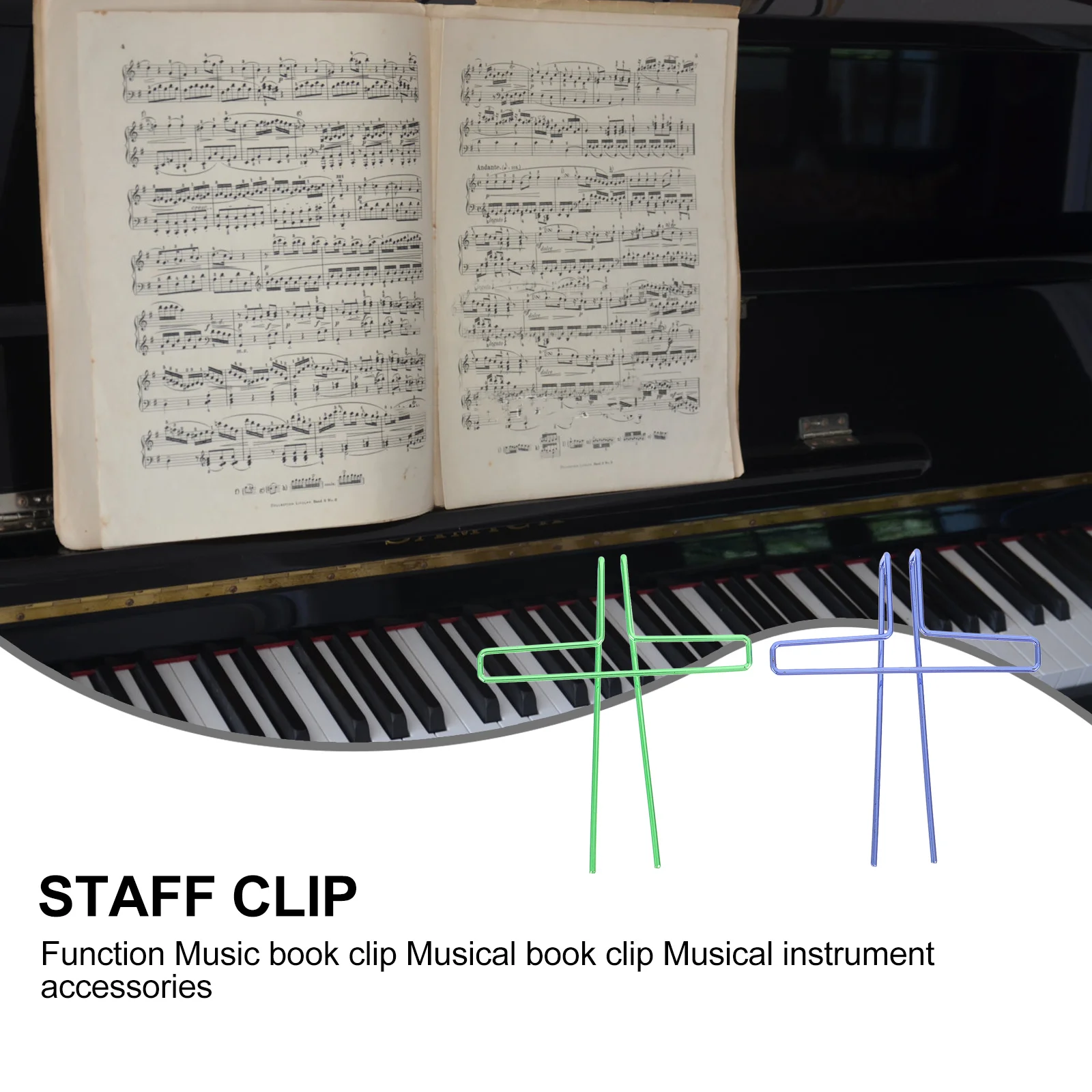 

2 pcs Music Score Clip Metal Book Page Fixing Clip For Piano Sheet Holder Portable Reading Tool Performance Accessories