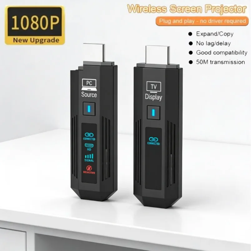 Transmissor e Receptor de Áudio e Vídeo Sem Fio HDMI-Compatível 50M 5.8G 1080P para Câmera, Laptop, PC para TV, Monitor, Projetor