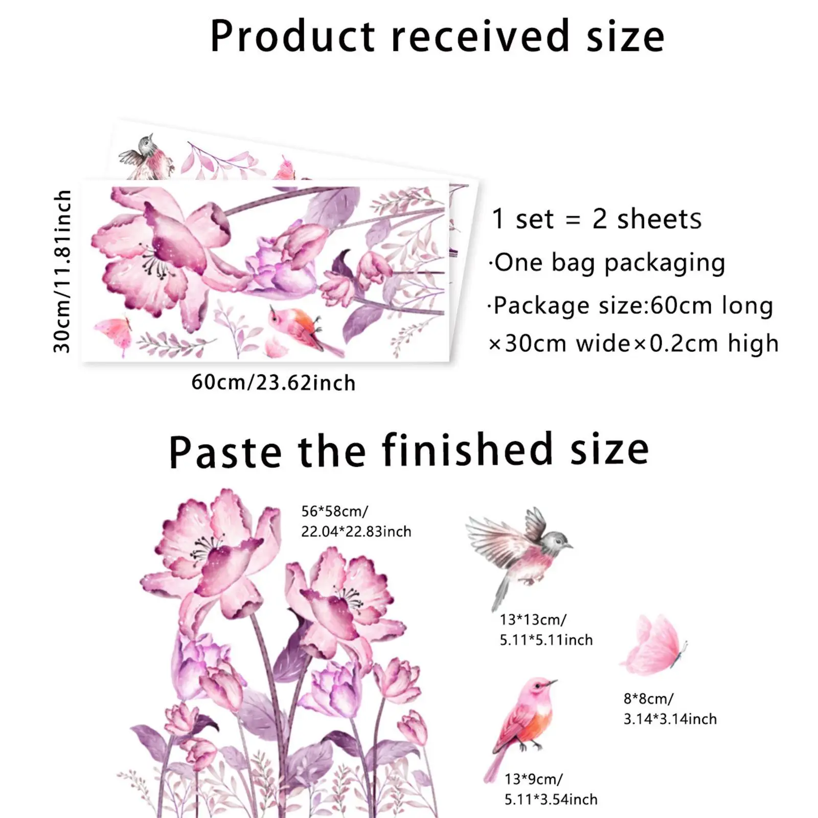 2 قطعة خلفيات PVC حفلة جدار الفن الديكورات الحضانة زهرة الجدار ملصق الشارات