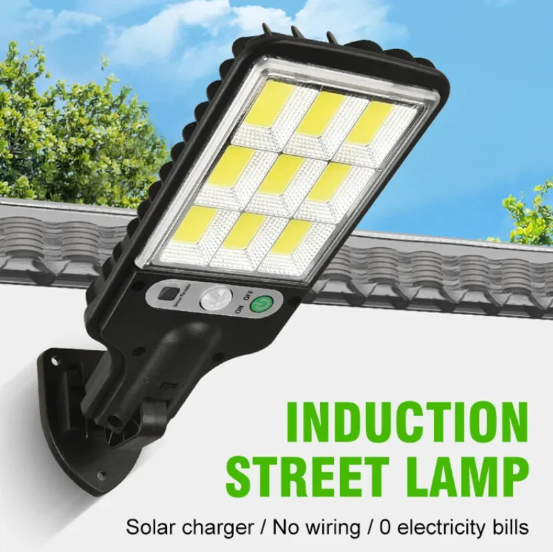 

COB Solar Street Lights Outdoor Security Light Wall Lamp 3 Modes Waterproof PIR Motion Sensor Smart Control Lamp Garden Decor