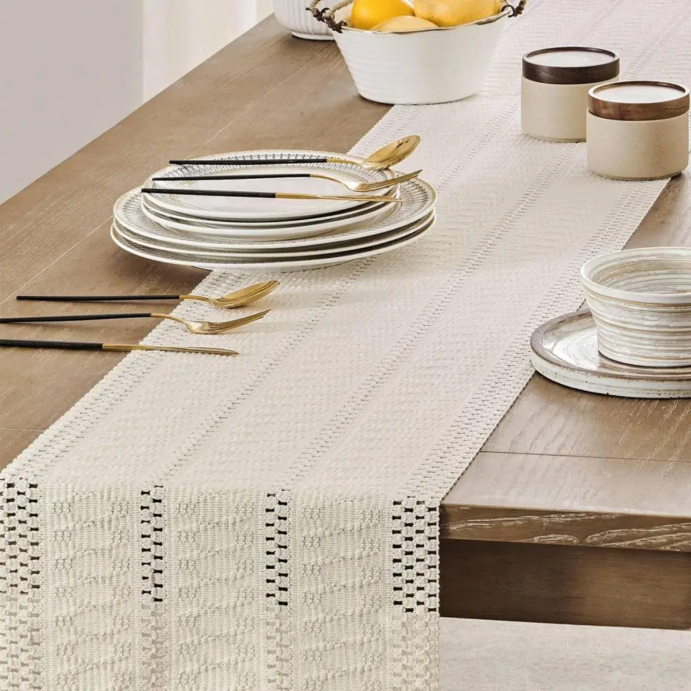 Table Runner with Moderate Thickness Dining Table Decor Accessory Boho Table Runner with Tassel Edges Farmhouse Woven for Cozy