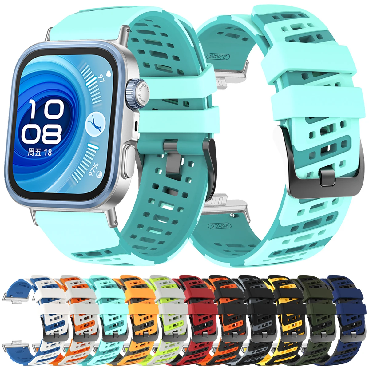 Soft Wristbands for HUAWEI WATCH Fit 5 Fit5 Pro Sports Replacement Strap for Huawei Fit 4 Pro Fit3 Rubber Two-Tone Band Bracelet