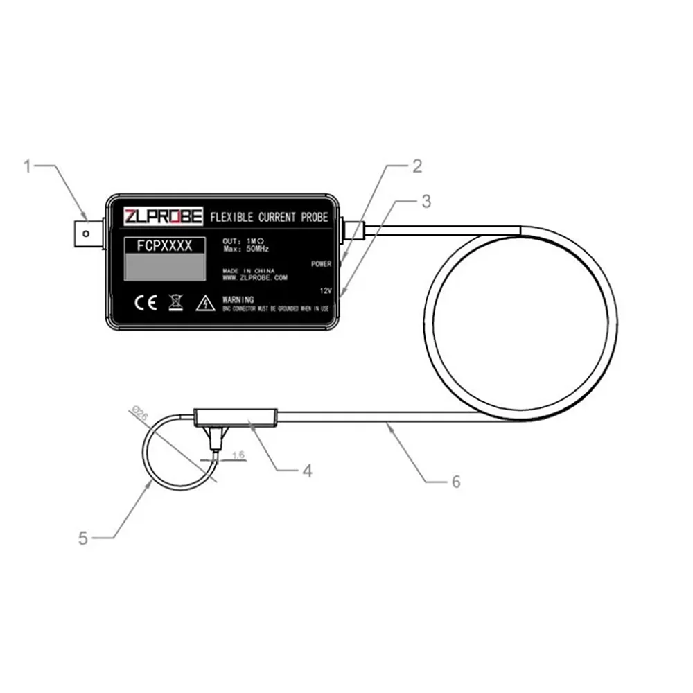 Rogowski لفائف التيار المتناوب/تيار مستمر التحقيق الحالي FCP1608 سلسلة عالية الدقة راسم الذبذبات الحالي عرض النطاق الترددي 30 ميجا هرتز #4